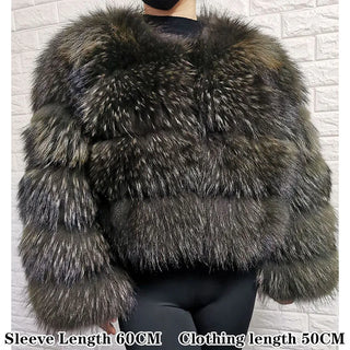 Plus Size Tops Brown Fur 2025 Maomaokong Obese Women's Outerwear Natural Raccoon Real Fur Coat Winter Jacket Female Clothing