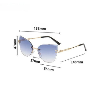 2024 New Luxury Rimless Cat Eye Gradient Sunglasses for Women Ladies Fashion Brand Travel Driving Sun Glasses UV400 Eyewear