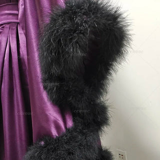 Bathrobe for Women Flare Sleeves Feather Scarf Dressing