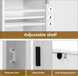 67“ Tall Bathroom Cabinet, Storage Cabinet with 4 Shelves & 2 Doors, Narrow Storage Cabinet for Bathroom, Living Room, Ho