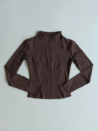 Fitfemme Women's Slim Fit Sports Jacket - High Neck, Full Zip, Long Sleeve, Multiple Colors for Yoga & Workout