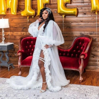 Customized Bridal Maternity Dresses Robes for Photography Sheer Robe Puffy Fluffy Tulle Maternity Dressing Gowns Women Bathrobe