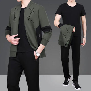 Winter Cotton Sport Suit Tracksuit Zip Up Coat Sweatshirt+pant+jacket Casual Jogger Running Workout Outfit Sportswear Track Suit