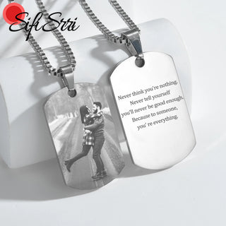 Sifisrri Personalized Custom Name Necklace Engrave Picture Letter Rectangle Pendant For Women Men Fashion Family Jewelry Gift