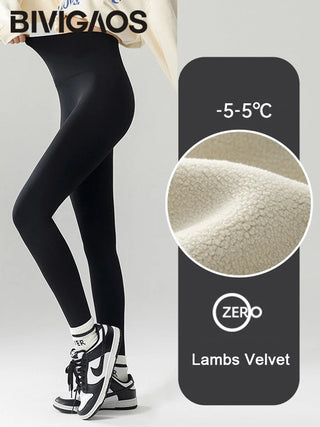 BIVIGAOS Leggings de tiburón de cintura alta de otoño e invierno para mujer, leggings cálidos de vellón sin costuras, leggings deportivos casuales delgados y delgados para fitness 