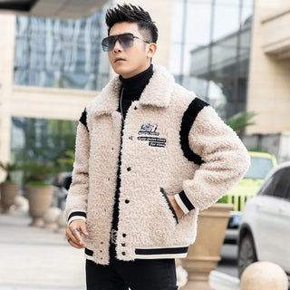 YOLANFARIY Mens Shearling Coat Warm Wool Jacket Men Short Style Real Fur Coats Winter Clothes Slim Fit Мужской Тренчкот 2024