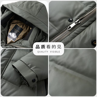 YX-6503 Winter Men's Genuine Leather Down Jacket Hooded Casual Jacket With Thick Down And White Duck Down Jacket Autumn