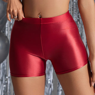 No Bra Pad Glossy Thin See Through Women 2 Pieces Sets Sexy Party Club Tank Top Shorts Set