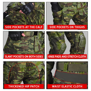 G3 Men's Tactical Pants Clothing Men Camping Cargo Pant US CP Airsoft Camo Paintball Combat Pants +Pads