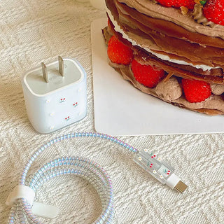 Cherry Frosted Style Charger Cable Protection Cover For iphone US 18/20W Adapter Protector Case Data Line Cord Winder Protective