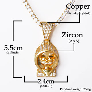 Hoodie Skull Pendant Necklace for Men Gold Color Hip Hop Rock Jewelry