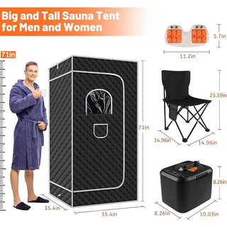 Portable Sauna Box,Steam Sauna Room for Home Use,Large Space Personal Steam Room Sauna Tent with 3.0 Liter Steamer,Folding Chair