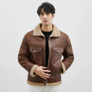 YOLANFAIRY Genuine Leather Jacket Mens Real Sheepskin Fur Winter Clothes Vintage Leather Jacket Men Fleece Jacket Men парка 2024