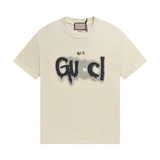 2025 Early Spring New GU Home Dissolved Melted Letter Printed Men's and Women's Short sleeved T-shirt Top