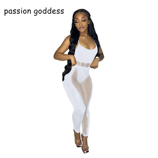 Spaghetti Strap Bodycon Sexy Two Piece Set Women Summer 2022 See Through Mesh Patchwork Club Party Outfits Pants and Top Suits