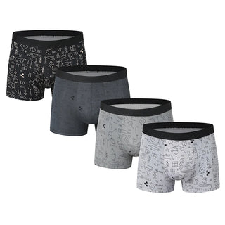 4-piece men's printed letter underwear beach shorts comfortable breathable teenagers plus size underwear up to 6XL.