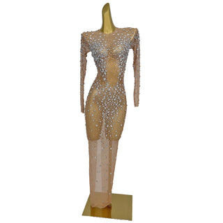 Diamonds Gogo Dance Costume Women Stage Long Dress Black Drag Queen Dress Sexy Party Dresses Festival Rave Outfit Zhima