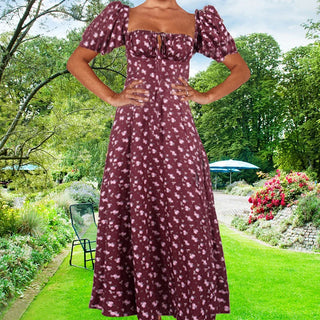 2024 new small fresh floral slim fit dress