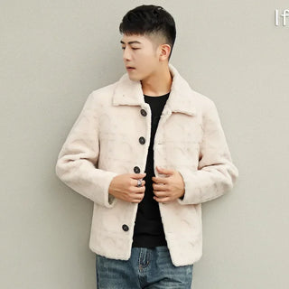 New Single Breasted Fur Coats Men's Granular Lamb Fur Jacket for Men Short Jacket 100% Wool Fur Clothing Male Winter Fashion FCY