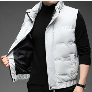 Winter Down Jacket Men's Golf Jackets Vest White Duck Down Waistcoat Zipper Luxury Windproof Waterproof Keep Warm Man Golf Coats