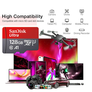 SanDisk Ultra Micro SD Memory Card TF Flash Card A1 V10 C10 U1 32GB 64G 128G 256G for Camera Phone Nintendo Switch Table