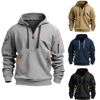 Cotton-Dropped Shoulder Hooded Sweatshirt