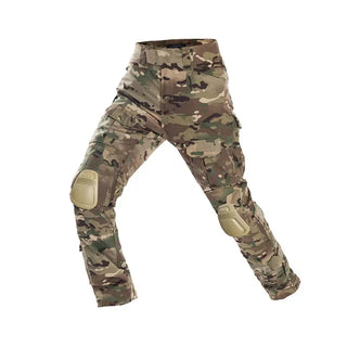 Men's Tactical CP Green Camouflage Cargo Pants Paintball Combat Trousers with Knee Pads Work Clothing