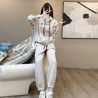 Tracksuit Casual Outfits 2023 Spring Autumn New Fashion Hooded Sweater Loose With Slim Leggings Two Piece Sets For Women