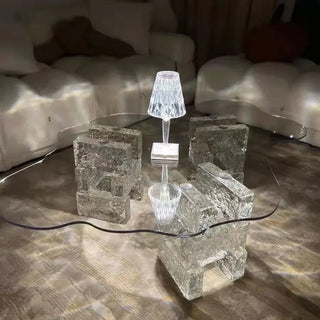 Customized Cloud Tea Table DIY Acrylic Creative Glass Mesh Red Transparent Edge Table Small Unit Nordic Tea Table Living Room Ho