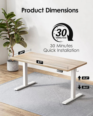 47 x 24 inch, Electric Height Adjustable Desk with Splice Board, Stand Up with Casters, Sit Stand Computer for Ho