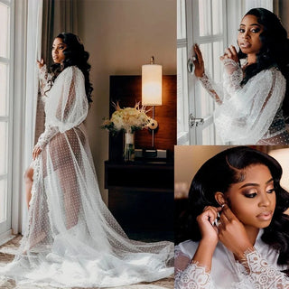 Customized Bridal Maternity Dresses Robes for Photography Sheer Robe Puffy Fluffy Tulle Maternity Dressing Gowns Women Bathrobe