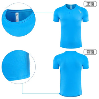 Men's Quick-drying Round Neck Summer Sport T-shirt Marathon Running Training Gym Sport Shirt Tops Shorts Sleeve Fitness For Male
