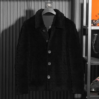 New Single Breasted Fur Coats Men's Granular Lamb Fur Jacket for Men Short Jacket 100% Wool Fur Clothing Male Winter Fashion FCY