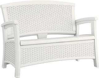 Elements Stylish Lightweight Loveseat Outdoor Seating with Convenient Built In Universal Storage, and All Weather Plastic