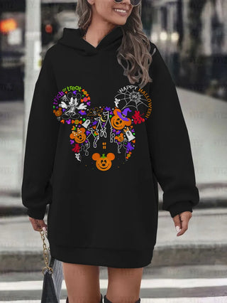 Hot sale new autumn and winter women's hooded skirt Christmas Disney Mickey Minnie print comfortable sweatshirt hoodie