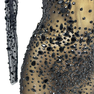 Diamonds Gogo Dance Costume Women Stage Long Dress Black Drag Queen Dress Sexy Party Dresses Festival Rave Outfit Zhima