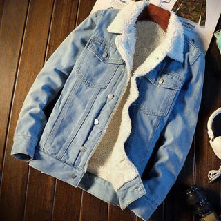 Denim Jackets Man Padding with Sheep jeans coat