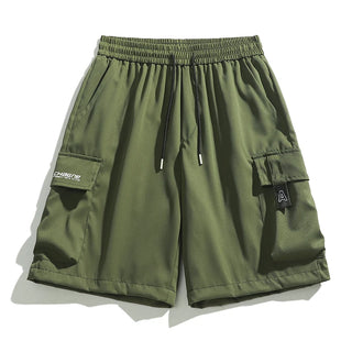 2024 New Summer Men's Loose Cargo Shorts Y2k Multi-Pockets Wide Leg Baggy Short Pants Ice Silk Quick Dry Straight Casual Shorts