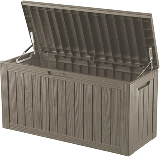 100GAL Deck Box, Outdoor Storage Boxes Lockable Lid for Garden Tools, Patio Furniture, Pool Suppliesand Cushions Black
