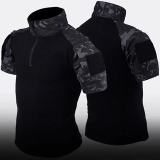 Camo Tactical Sets Men Summer Breathable Short Sleeve Tshirts+Multi-pocket Wear-resistant Straight Pant 2 Pcs Suits Training Set
