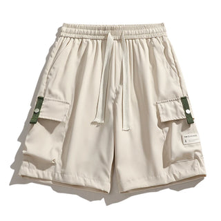 2024 New Summer Men's Loose Cargo Shorts Y2k Multi-Pockets Wide Leg Baggy Short Pants Ice Silk Quick Dry Straight Casual Shorts