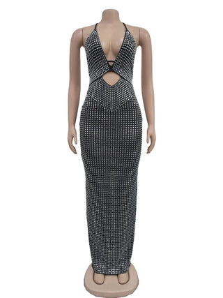 Womens Slit Dresses formal occasions Criss-Cross Long Prom Dress Sexy Rhinestones Hollow Out Elegant Party Evening Dresses HX811