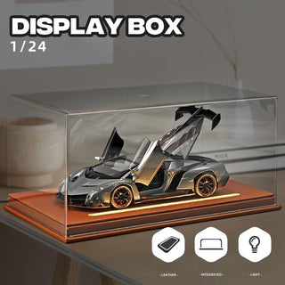 Acrylic Display Box with Light for 1:24 Alloy Car Model Simulation Car Collection Ornaments Dustproof Storage Box Home Decor