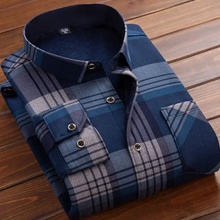 Men's Casual Long Sleeve Plaid Shirt