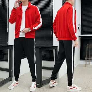 Spring Autumn Men Sportswear Tracksuit Loose Zip Up Jacket Sweatshirt+pant Running Jogger Fitness Workout Casual Set Sport Suit