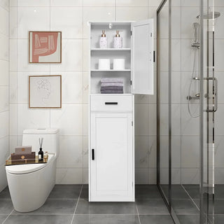 67“ Tall Bathroom Cabinet, Storage Cabinet with 4 Shelves & 2 Doors, Narrow Storage Cabinet for Bathroom, Living Room, Ho
