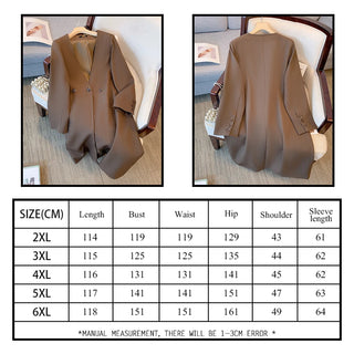 Spring and fall plus size women's casual big V-neck trench coat loose and comfortable double-breasted commuter long-sleeved coat