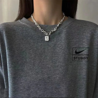 New fashion cold wind hoodie necklace female niche design high-grade sense sweater chain titanium steel hip hop collarbone chain