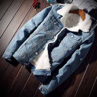 Denim Jackets Man Padding with Sheep jeans coat
