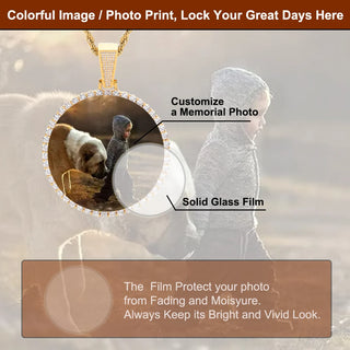 Custom Made Big Photo Medallions 18k Gold Necklace